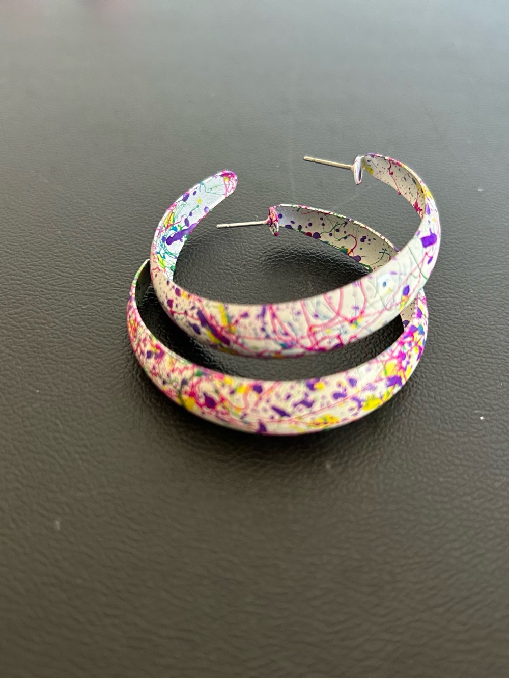 80’S Vintage 2” Earring Hoops PAINT SPLATTER